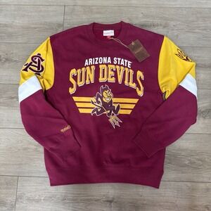 NWT Mitchell & Ness Arizona State Sun Devils Crewneck Sweatshirt Sz S‎ MSRP $110